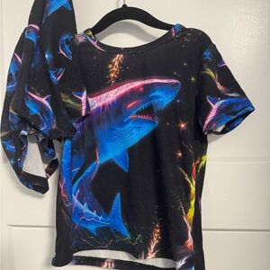 Kids' Cosmic Shark Tee - Black and Blue